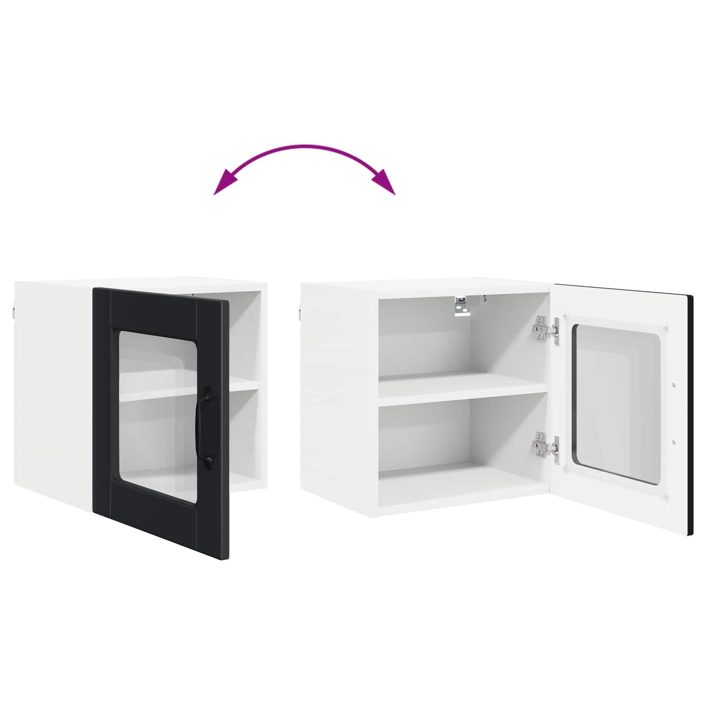vidaXL Wall Glass Cabinet PORTO Black 40 x 31 x 40 cm Engineered Wood
