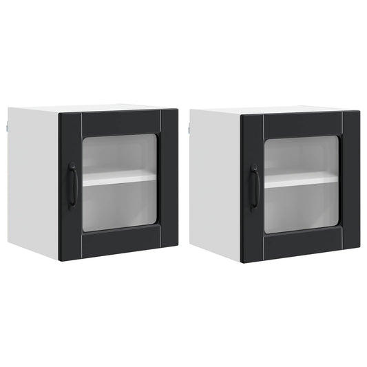 vidaXL Wall Glass Cabinet PORTO 2 pcs Black 40 x 31 x 40 cm
