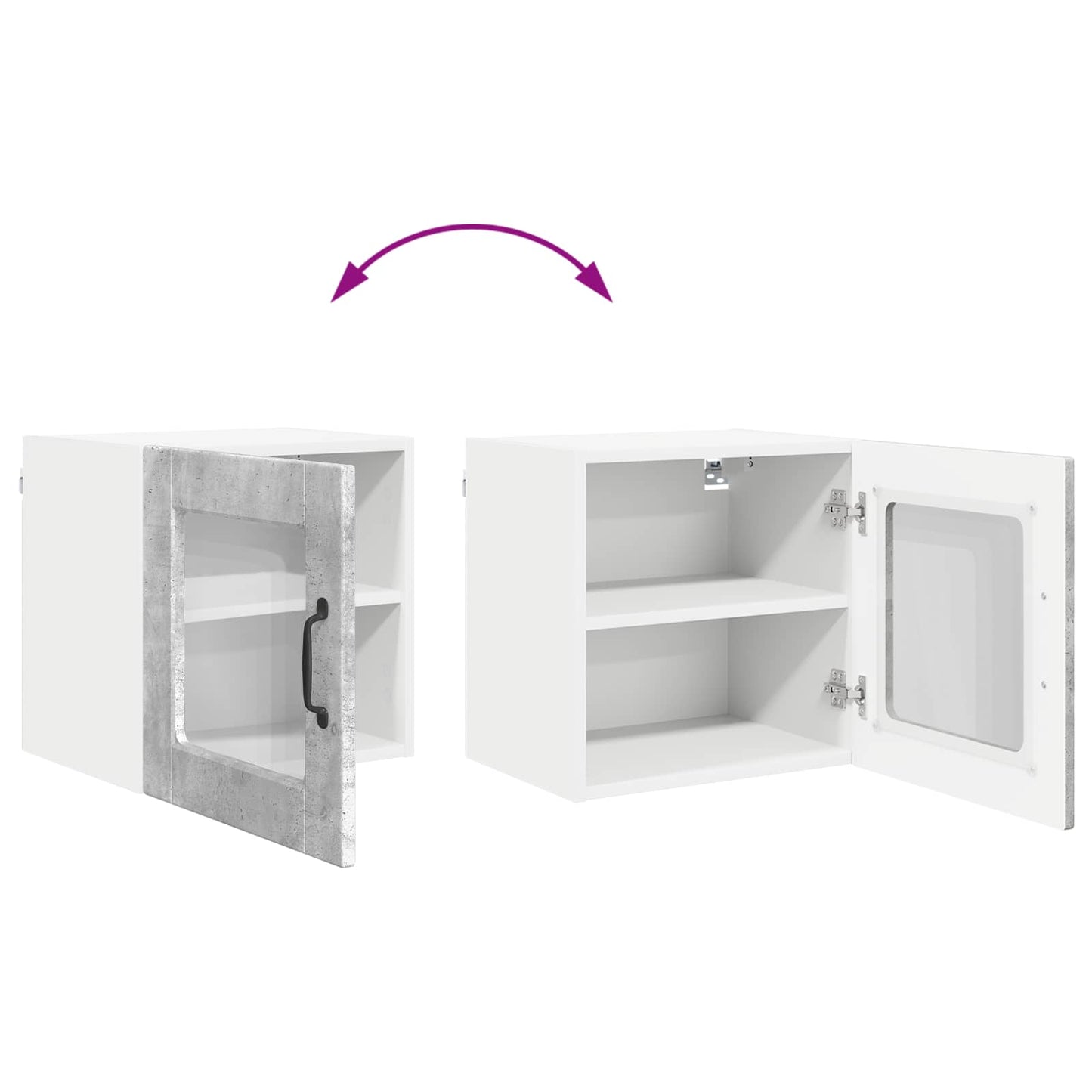 vidaXL Wall Glass Cabinet PORTO Concrete Grey 40 x 31 x 40 cm