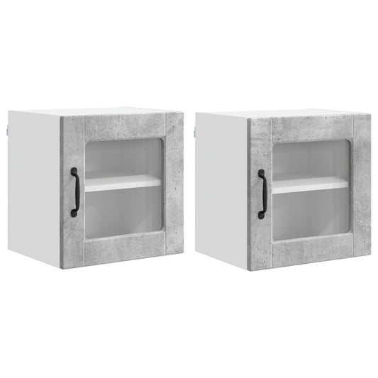 vidaXL Wall Glass Cabinet PORTO 2 pcs Concrete Grey 40 x 31 x 40 cm