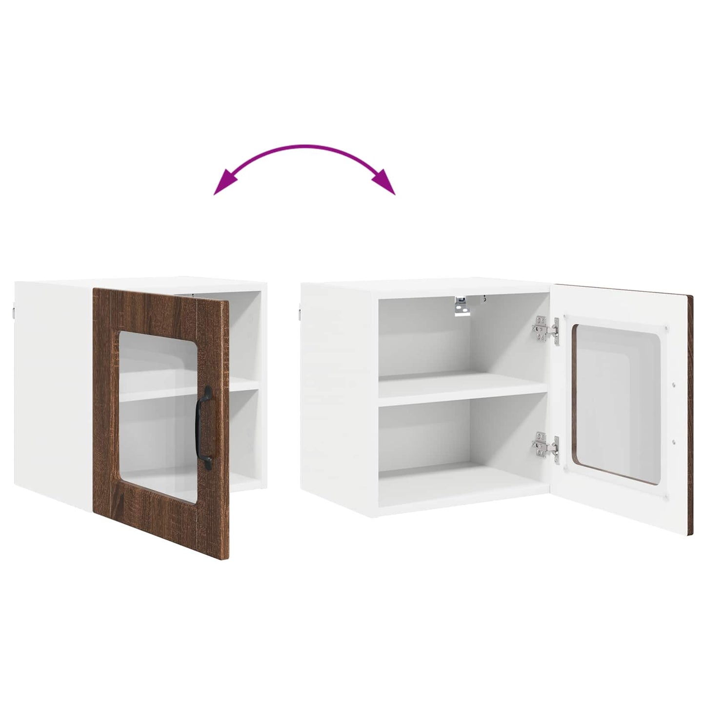 vidaXL Wall Glass Cabinet PORTO Brown Oak 40 x 31 x 40 cm
