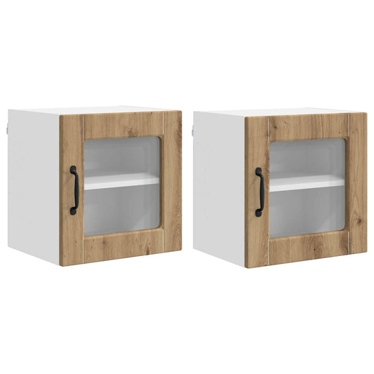 vidaXL Wall Glass Cabinet PORTO 2 pcs Artisan Oak 40 x 31 x 40 cm