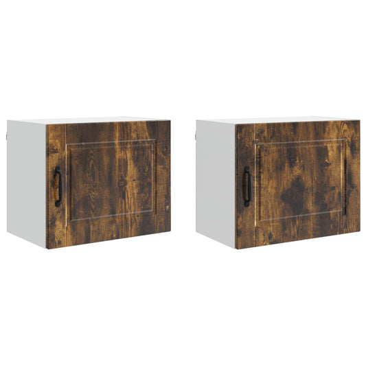 vidaXL Wall Cabinet PORTO 2 pcs Smoked Oak 50 x 31 x 40 cm