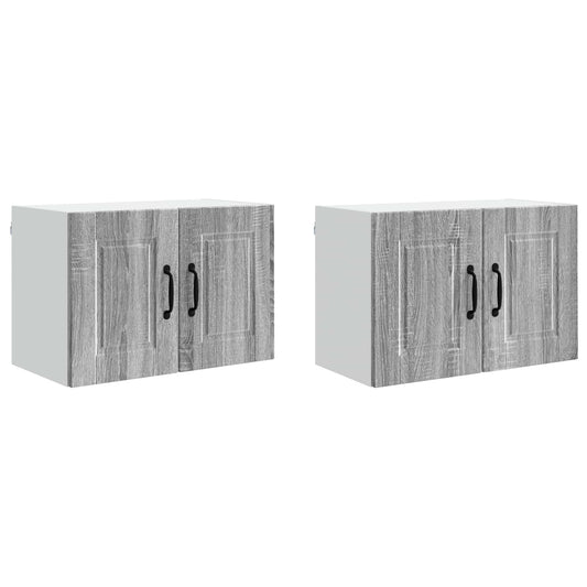 vidaXL Wall Cabinet PORTO 2 pcs Grey Sonoma 60 x 31 x 40 cm