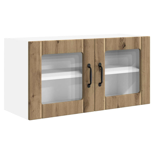 vidaXL Wall Glass Cabinet PORTO Artisan Oak 80 x 31 x 40 cm