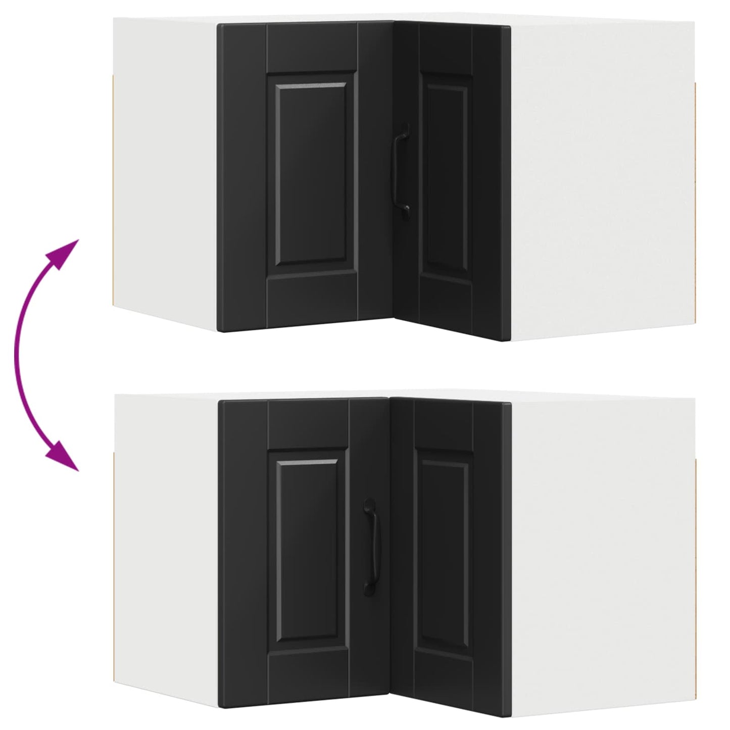 vidaXL Wall Corner Cabinet PORTO Black 57 x 57 x 40 cm Engineered Wood