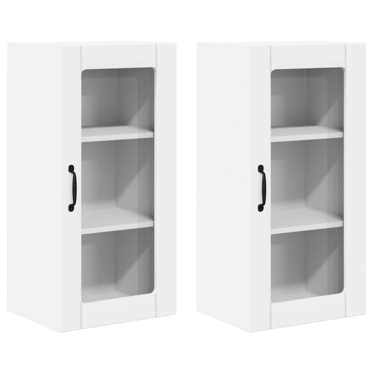 vidaXL Wall Glass Cabinet PORTO 2 pcs White 40 x 31 x 80 cm