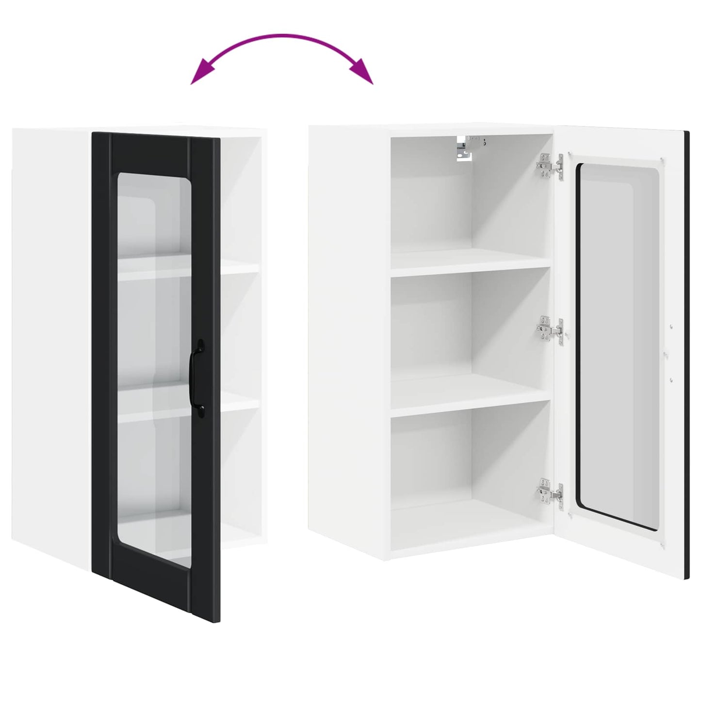 vidaXL Wall Glass Cabinet PORTO Black 40 x 31 x 80 cm Engineered Wood