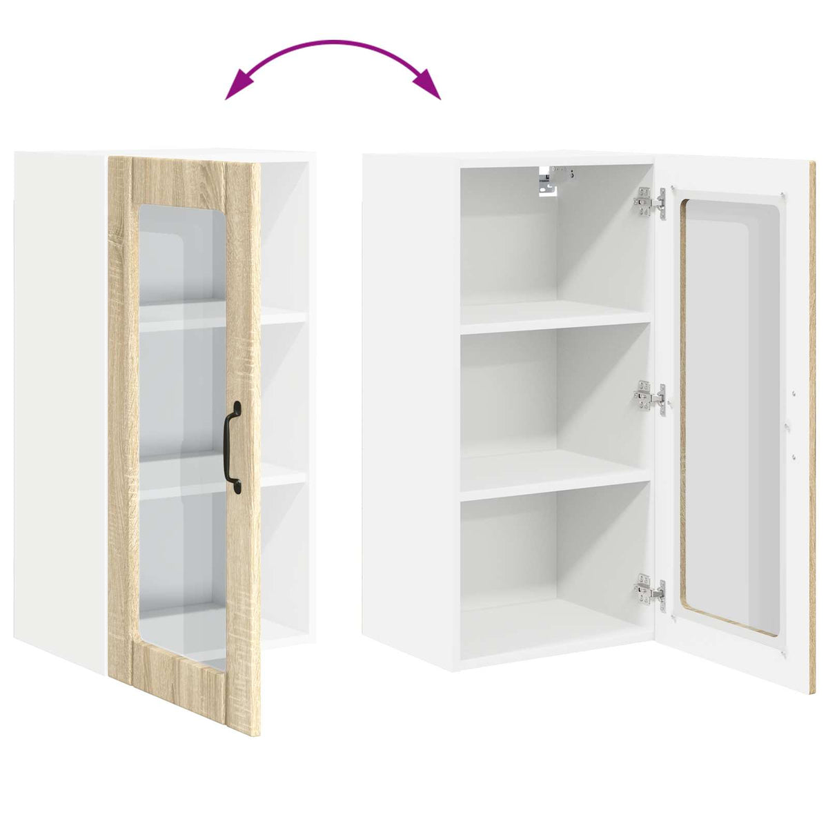 vidaXL Wall Glass Cabinet PORTO Sonoma Oak 40 x 31 x 80 cm