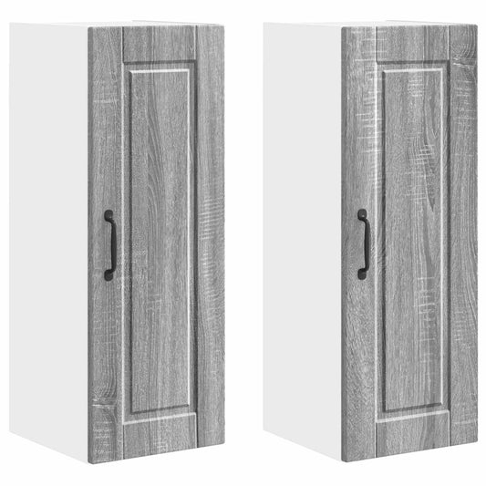 vidaXL Wall Cabinet PORTO 2 pcs Grey Sonoma 30 x 31 x 80 cm