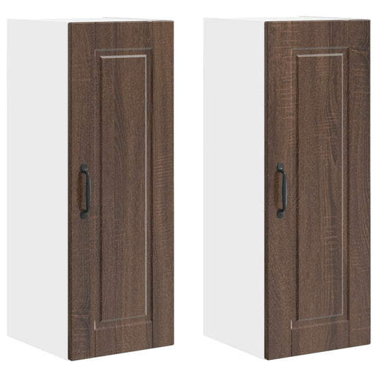 vidaXL Wall Cabinet PORTO 2 pcs Brown Oak 30 x 31 x 80 cm