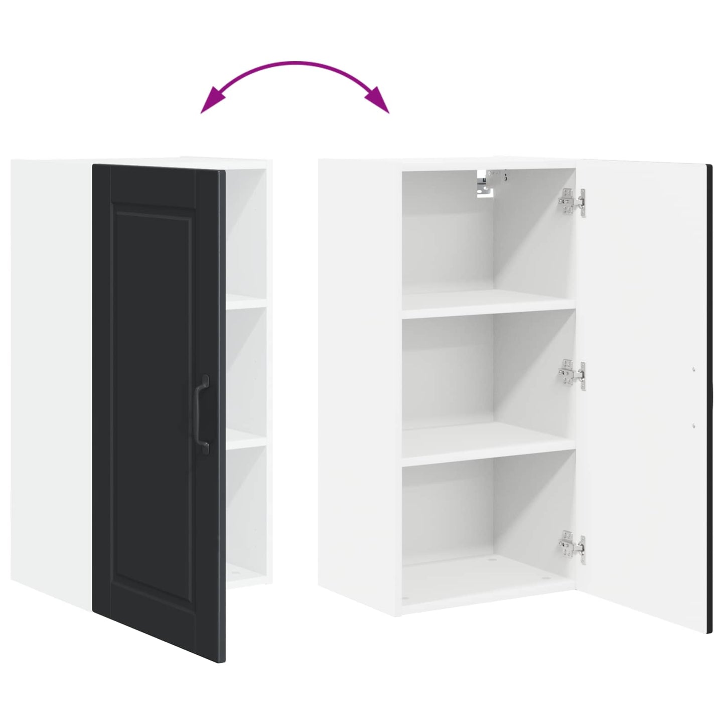 vidaXL Wall Cabinet PORTO Black 40 x 31 x 80 cm Engineered Wood