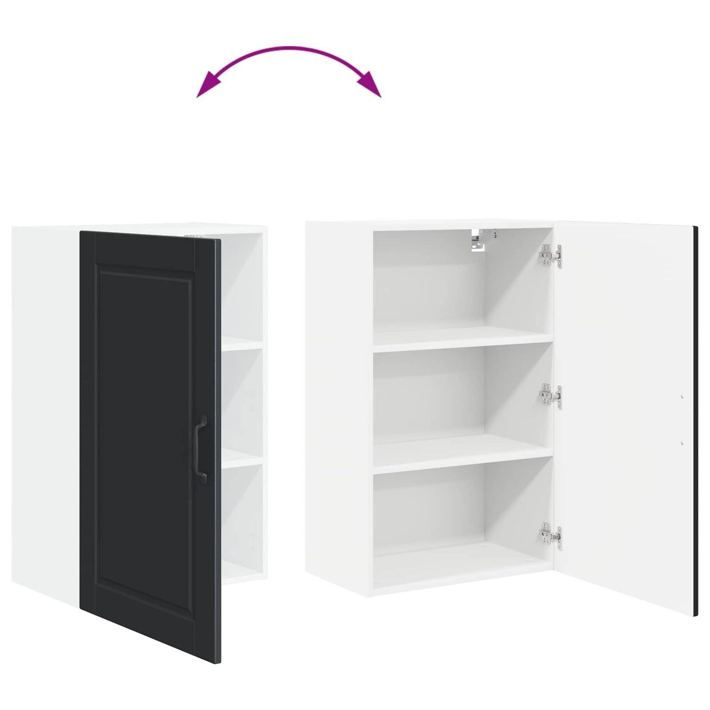 vidaXL Wall Cabinet PORTO Black 50 x 31 x 80 cm Engineered Wood