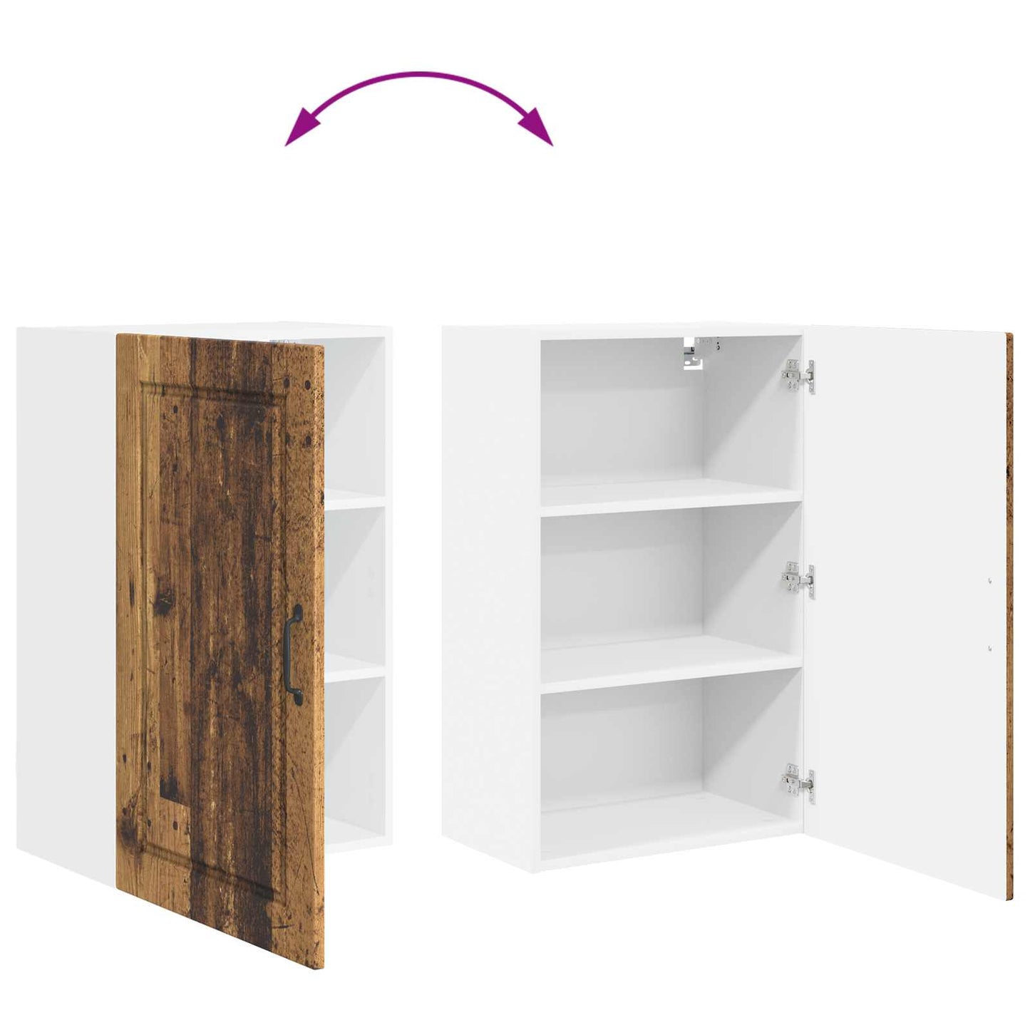 vidaXL Wall Cabinet PORTO Old Wood 50 x 31 x 80 cm Engineered Wood