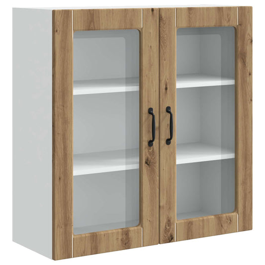 vidaXL Wall Glass Cabinet PORTO Artisan Oak 80 x 31 x 80 cm