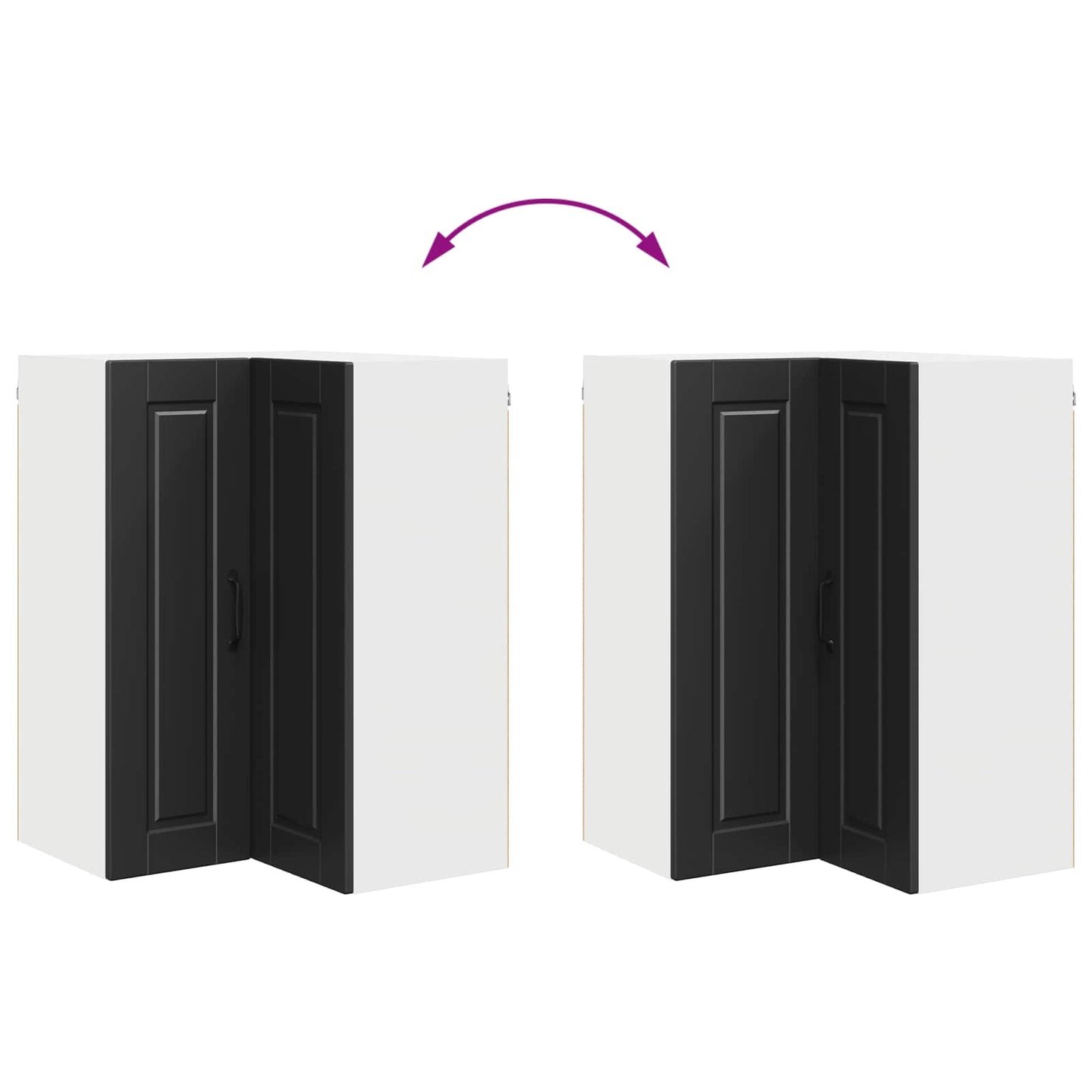 vidaXL Wall Corner Cabinet PORTO Black 57 x 57 x 80 cm Engineered Wood