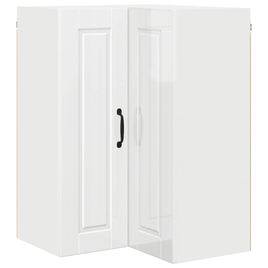 vidaXL Wall Corner Cabinet PORTO High Gloss White 57 x 57 x 80 cm