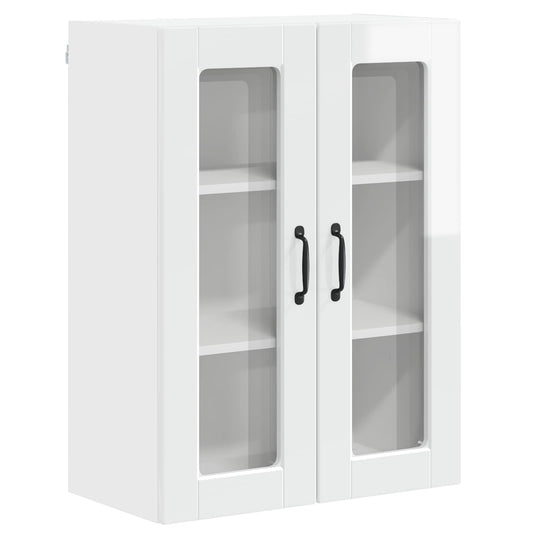 vidaXL Wall Glass Cabinet PORTO High Gloss White 60 x 31 x 80 cm