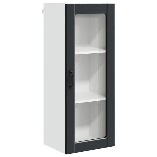 vidaXL Wall Glass Cabinet PORTO Black 40 x 31 x 100 cm Engineered Wood