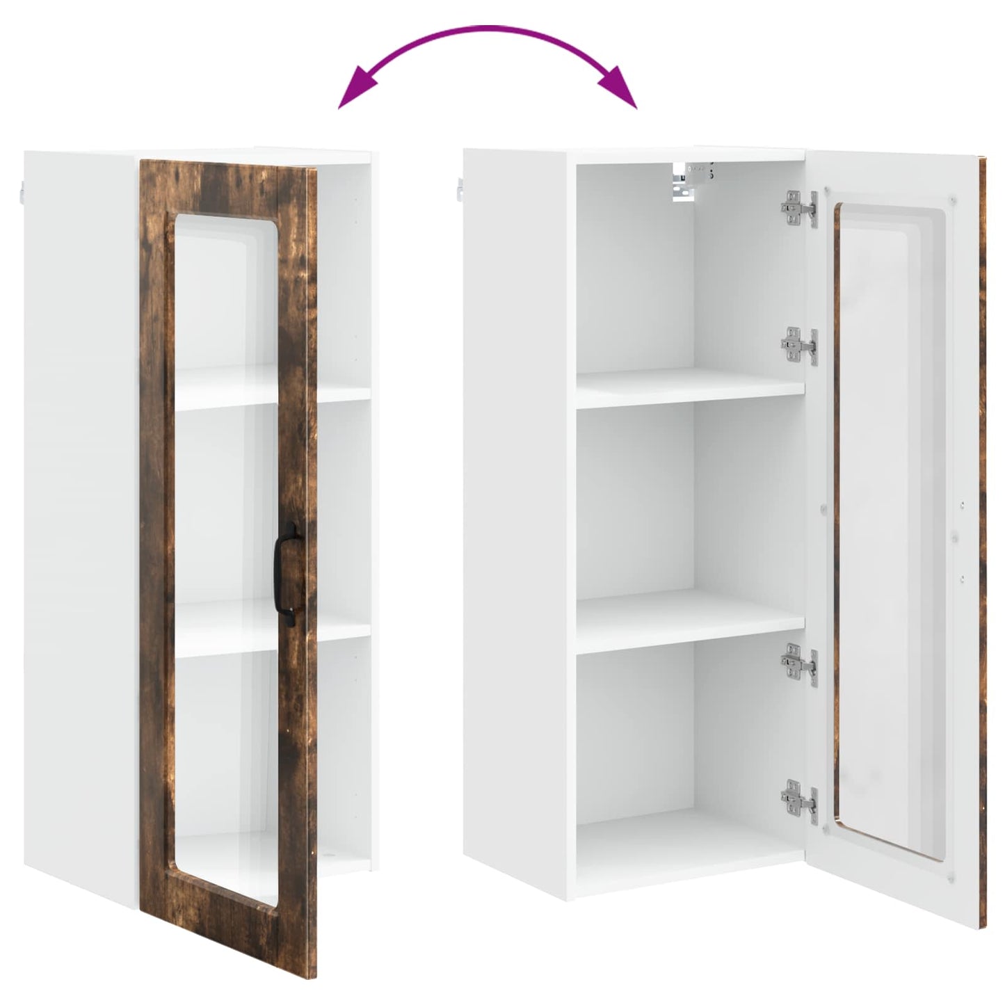 vidaXL Wall Glass Cabinet PORTO Smoked Oak 40 x 31 x 100 cm