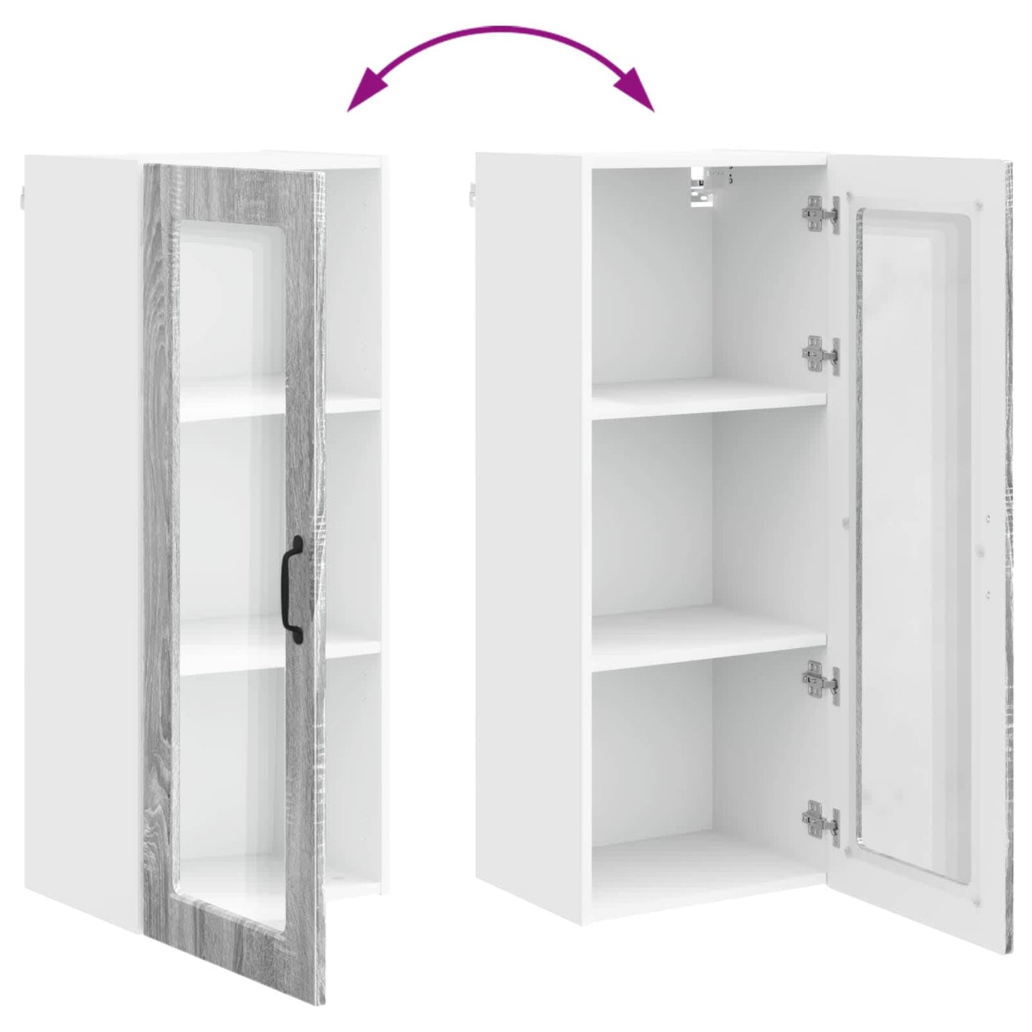 vidaXL Wall Glass Cabinet PORTO Grey Sonoma 40 x 31 x 100 cm