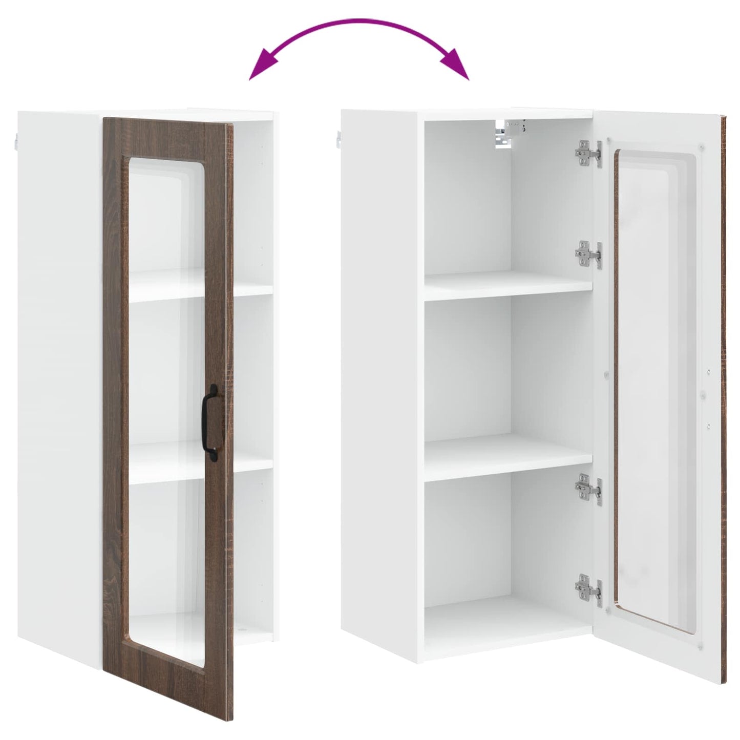 vidaXL Wall Glass Cabinet PORTO Brown Oak 40 x 31 x 100 cm