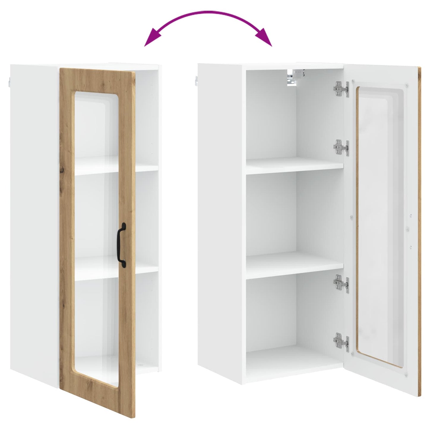 vidaXL Wall Glass Cabinet PORTO Artisan Oak 40 x 31 x 100 cm