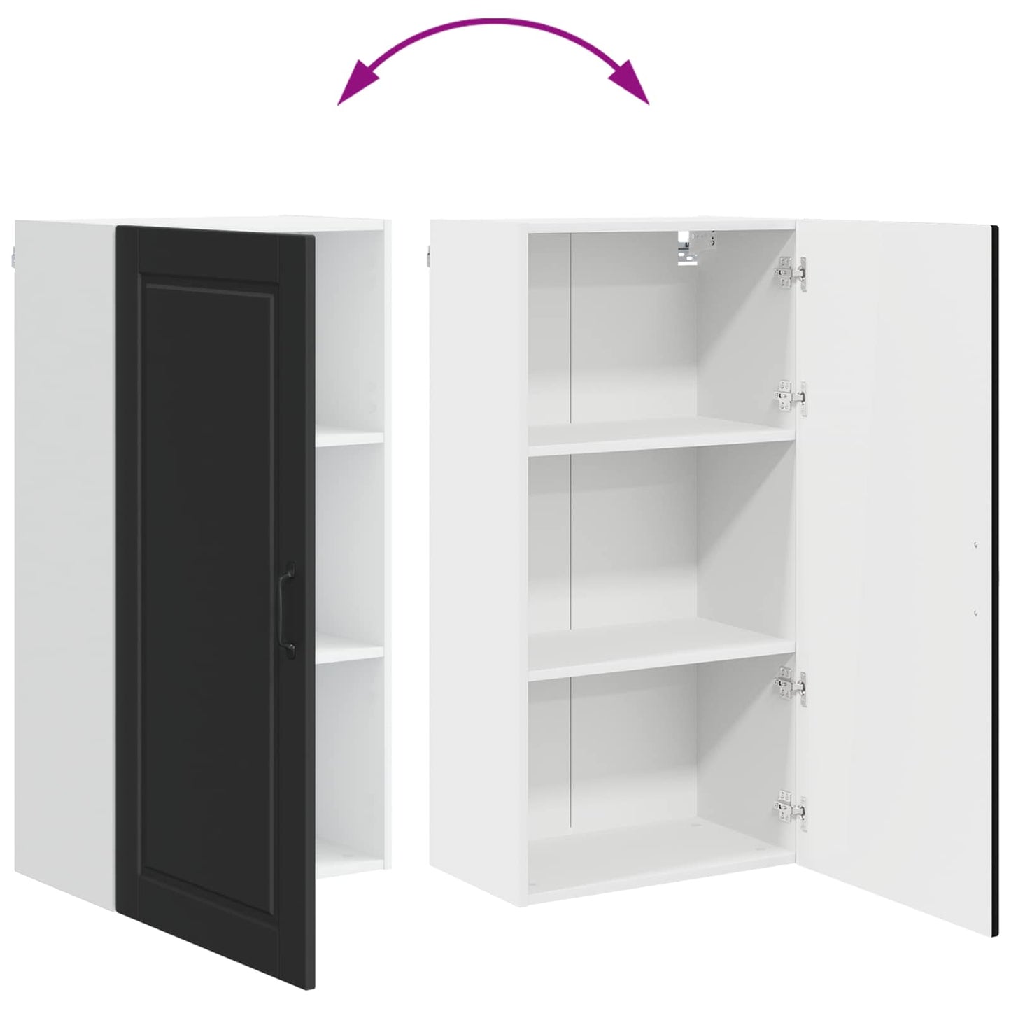 vidaXL Wall Cabinet PORTO Black 50 x 31 x 100 cm Engineered Wood