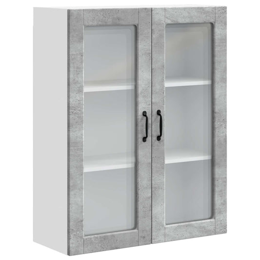 vidaXL Wall Glass Cabinet PORTO Concrete Grey 80 x 31 x 100 cm