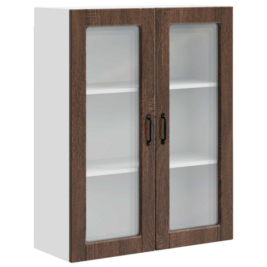 vidaXL Wall Glass Cabinet PORTO Brown Oak 80 x 31 x 100 cm