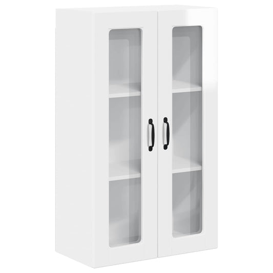 vidaXL Wall Glass Cabinet PORTO High Gloss White 60 x 31 x 100 cm