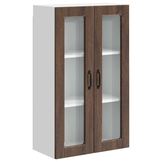 vidaXL Wall Glass Cabinet PORTO Brown Oak 60 x 31 x 100 cm