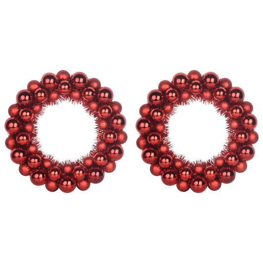 vidaXL Christmas Ball Wreathes 2 pcs Red 33 x 33 x 7 cm Polystyrene