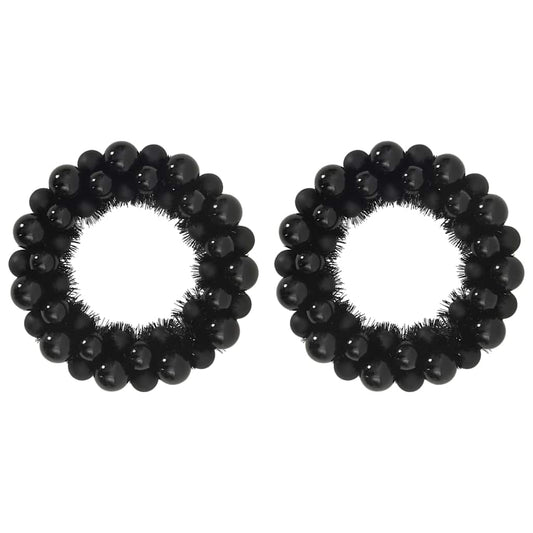 vidaXL Christmas Ball Wreathes 2 pcs Black 33 x 33 x 7 cm Polystyrene