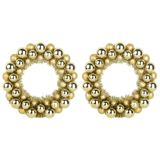 vidaXL Christmas Ball Wreathes 2 pcs Gold 33 x 33 x 7 cm Polystyrene