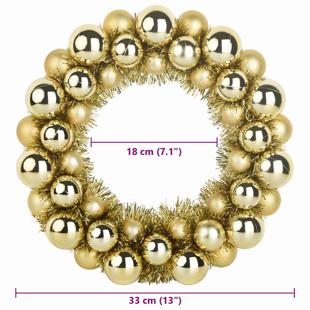 vidaXL Christmas Ball Wreathes 2 pcs Gold 33 x 33 x 7 cm Polystyrene