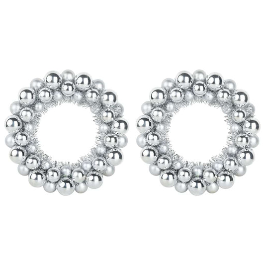 vidaXL Christmas Ball Wreathes 2 pcs Silver 33 x 33 x 7 cm Polystyrene