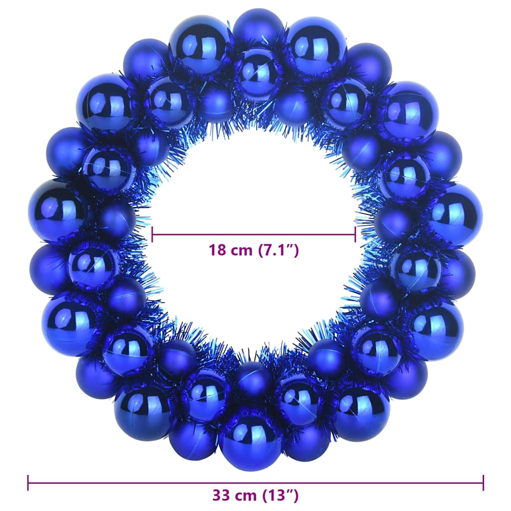 vidaXL Christmas Ball Wreathes 2 pcs Blue 33 x 33 x 7 cm Polystyrene