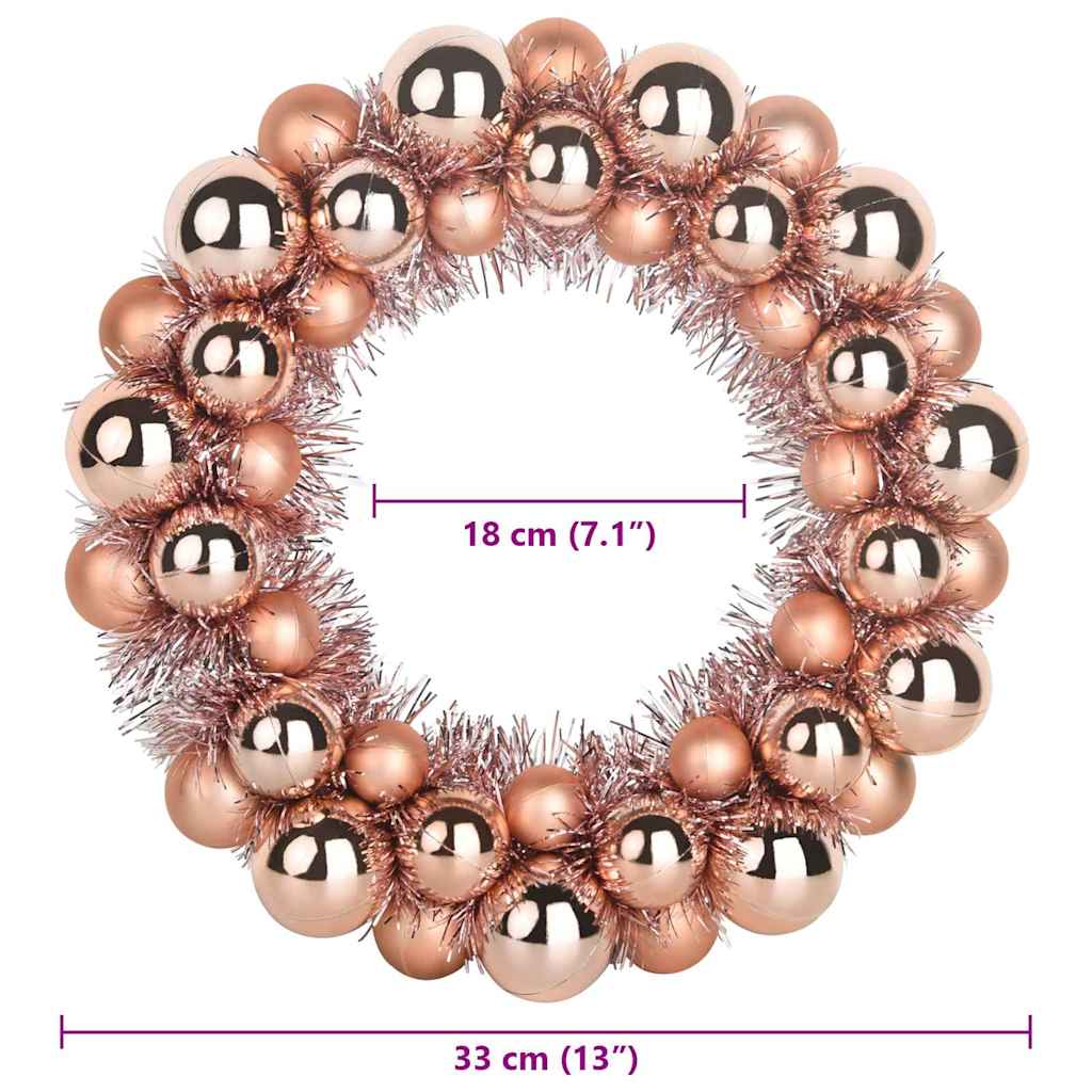 vidaXL Christmas Ball Wreathes 2 pcs Rose Gold 33 x 33 x 7 cm