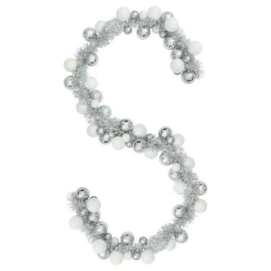 vidaXL Christmas Ball Garland White and Silver 186 cm Polystyrene