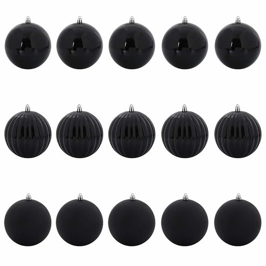 vidaXL Christmas Bauble Set XL 15 pcs Black Plastic