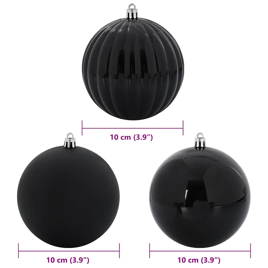 vidaXL Christmas Bauble Set XL 15 pcs Black Plastic