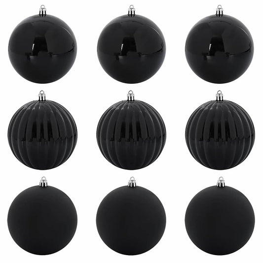 vidaXL Christmas Bauble Set XL 9 pcs Black Plastic