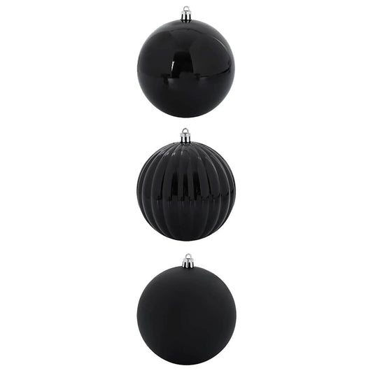 vidaXL Christmas Bauble Set XXL 3 pcs Black Plastic