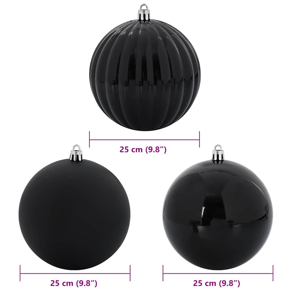 vidaXL Christmas Bauble Set XXL 3 pcs Black Plastic