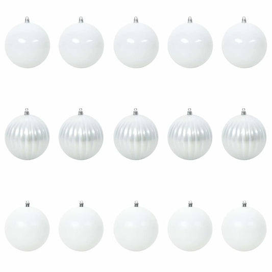 vidaXL Christmas Bauble Set XL 15 pcs White Plastic