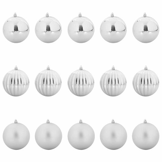 vidaXL Christmas Bauble Set XL 15 pcs Silver Plastic