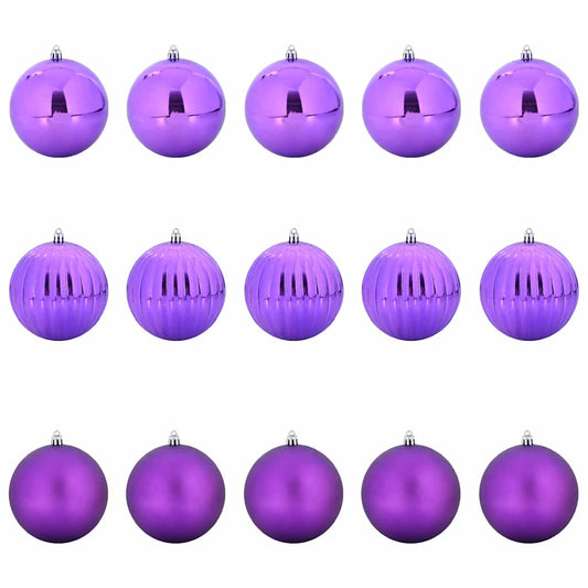 vidaXL Christmas Bauble Set XL 15 pcs Lilac Plastic