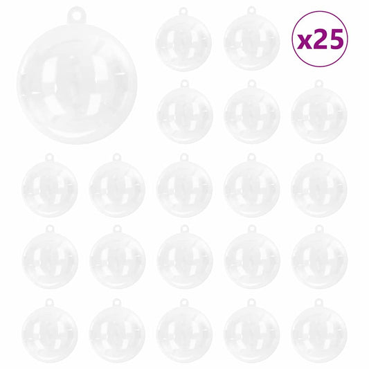 vidaXL Christmas Bauble Set 25 pcs Transparent Ø 10 cm Plastic