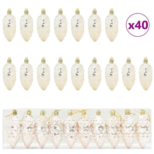 vidaXL Christmas Pine Cone Ball 40 pcs Champagne Plastic